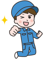 やる気のある男性作業員のイラスト