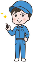 やる気のある男性作業員のイラスト