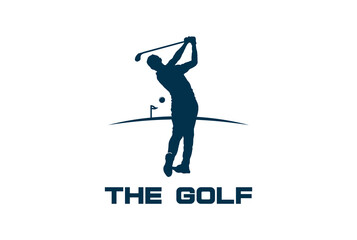 Man Male with Stick Golf for Sport Club or Course Training Logo Design