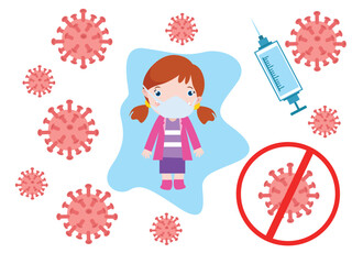 Girl with virus immunity, isolated on white background