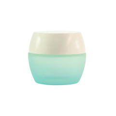 Green glass can with cream  isolated 