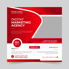 Modern digital marketing agency square social media post, Corporate banner promotion ads sales and Discount banner vector template	