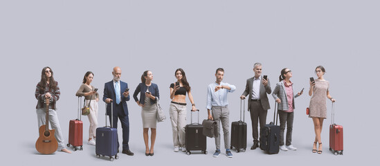 Group of diverse people traveling