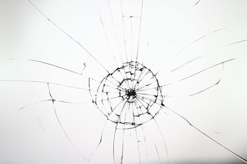 white background bullet hole on glass texture abstract window