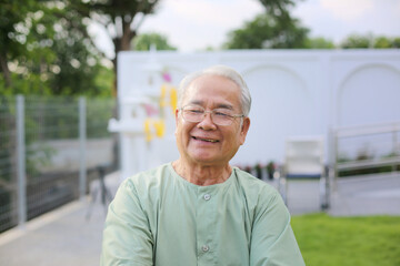 Happy Older man patient in nursing home