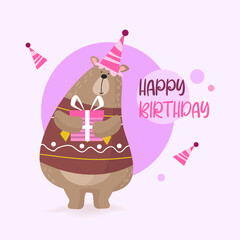 Cute wild bear character vector illustration