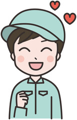 やる気のある男性作業員のイラスト