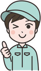 やる気のある男性作業員のイラスト
