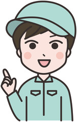 やる気のある男性作業員のイラスト