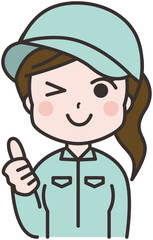 やる気のある女性作業員のイラスト