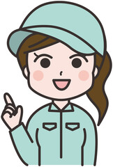 やる気のある女性作業員のイラスト