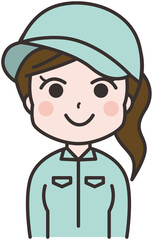 やる気のある女性作業員のイラスト