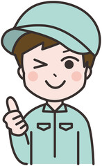 やる気のある男性作業員のイラスト
