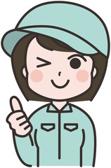 やる気のある女性作業員のイラスト