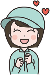 やる気のある女性作業員のイラスト