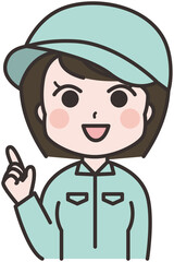 やる気のある女性作業員のイラスト