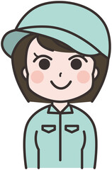 やる気のある女性作業員のイラスト
