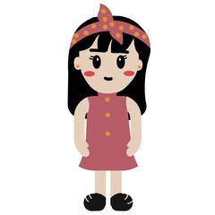 cute little girl childish hand drawn vector element