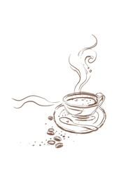 cup of coffee digital art drawing for card illustration decoration
