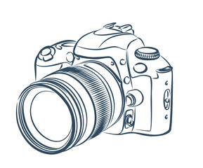 The sketch of a SLR camera.
 - obrazy, fototapety, plakaty