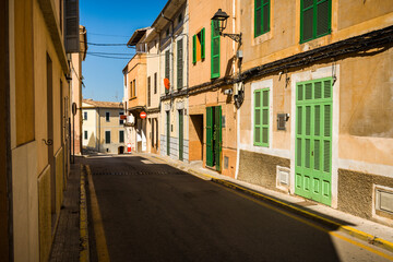 Capdepera town streets on Mallorca island on a sunny day