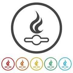Gas stove icon. Set icons in color circle buttons