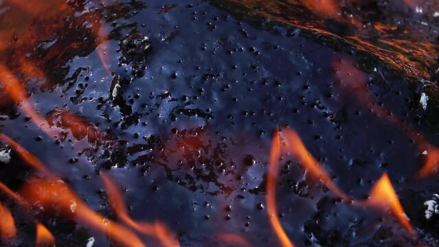 Close up: Forest fire from lava