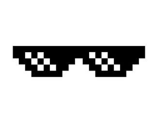 The isolated 8 bit pixel cool black sun glasses, sunglasses flat icon  on transparent background - 542131834