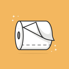 Toilet Tissue Paper Roll Vector Icon Illustration. Healthcare And Medical Icon Concept White Isolated. Flat Cartoon Style Suitable for Web Landing Page, Banner