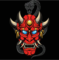 Vector illustration of japanese samurai robot