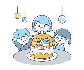 ケーキを囲む子供たち