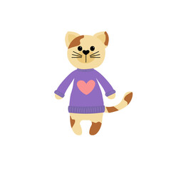 Cute cartoon cat. Goods for children, prints and clothes, stickers, cards and invitations, gender parties.