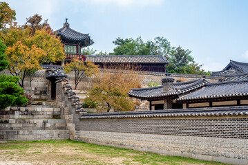 Changdeokgung royal palace of the Joseon dynasty in Autumn in Seoul South Korea