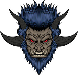 Vector illustration of japanese raijin head