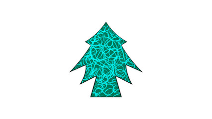 Obraz premium Christmas tree with water pattern, color isolated vector silhouette