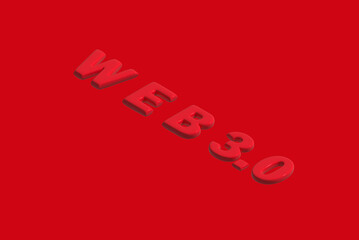 Web 3.0 concept, 3D rendering web 3.0 typography on red background, new version website using blockchain technology, cryptocurrency, and NFT art.