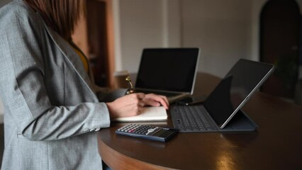 Business accountant or financial expert analyze business report graph and finance chart. banking business and stock market research. At office.