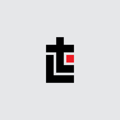 Obraz premium L and T initials or logo with red element. LT monogram or logotype. TL - design element or icon.