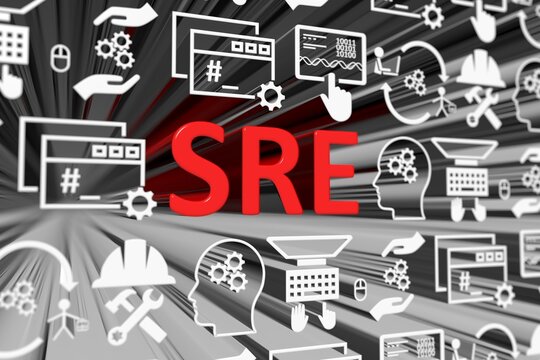 SRE concept blurred background 3d render illustration