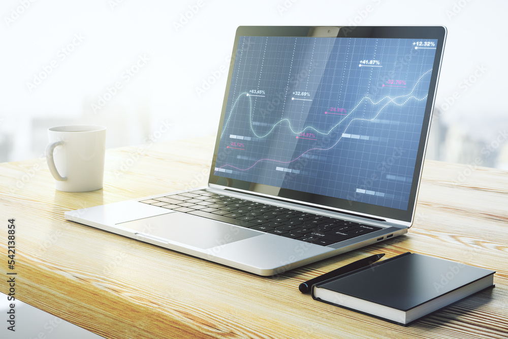 Aufkleber computer monitor with abstract creative analytics data spreadsheet, analytics and analysis concept. 