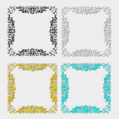 set of multi-colored frames, in the style of an ornament