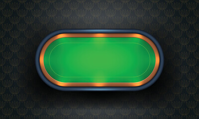 Poker table with green cloth on dark background. Realistic vector illustration.