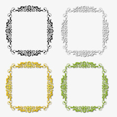 set of multi-colored frames, in the style of an ornament