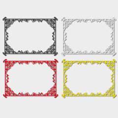 set of multi-colored frames, in the style of an ornament