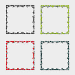 set of multi-colored frames, in the style of an ornament