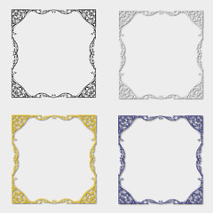set of multi-colored frames, in the style of an ornament
