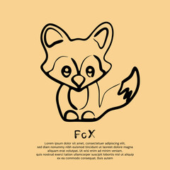 Abstract simple line drawing of a fox. Vector illustration