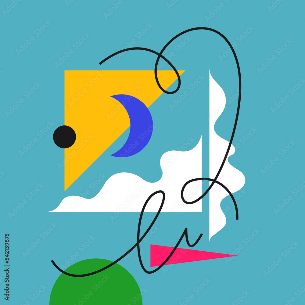 Poster modern geometric composition of various shapes. illustration for design. abstract background in the 