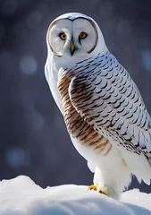 Crédence de cuisine en verre imprimé Harfang des neiges Close up snowy owl in the snow