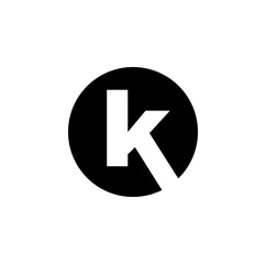 K company name initial letter vector icon. K on black round.